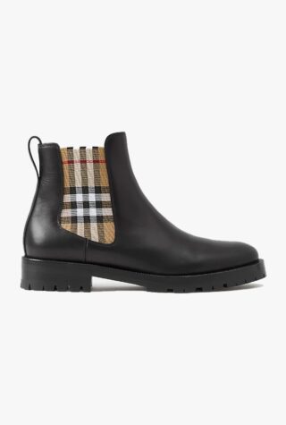 Burberry vintage check detail leather chelsea boots