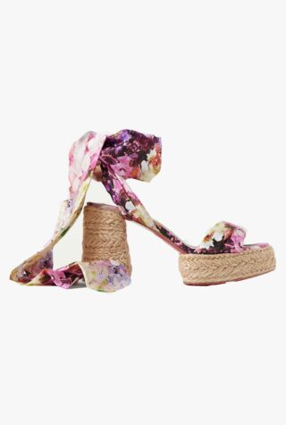 Christian Louboutin Mariza du Desert 95 floral-print satin espadrille platform sandals