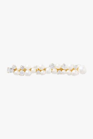 Completedworks recycled gold-plated, pearl and crystal hair slide wedding guest dress code