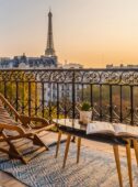 The best luxury hotels in Paris - view from Bulgari Paris rooftop terrace of Eiffel tower