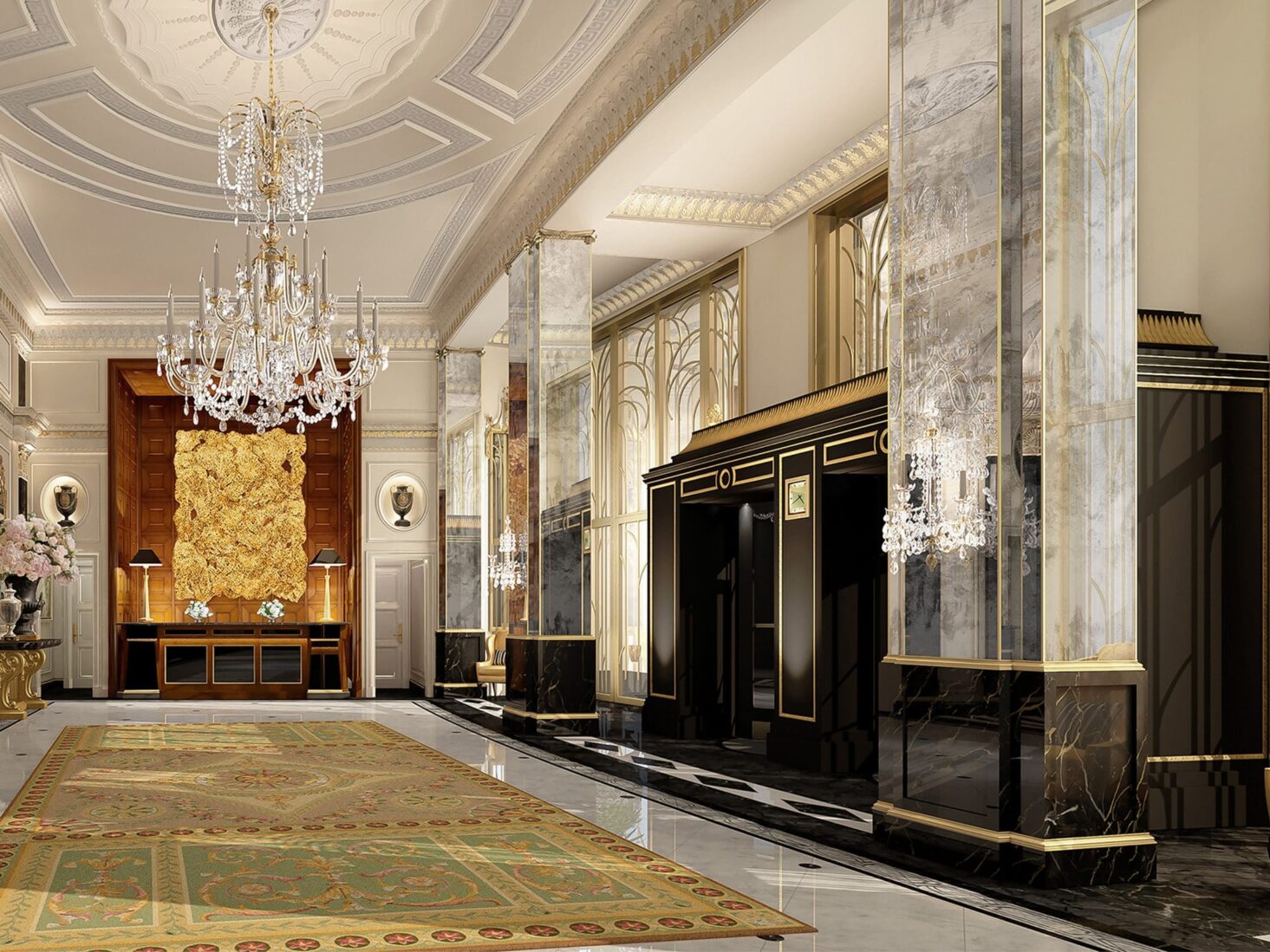 The renovated lobby at The Dorchester by Pierre-Yves Rochon