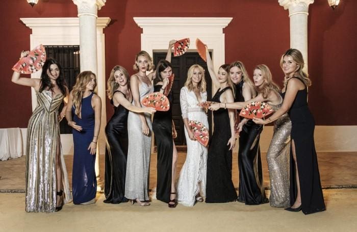 Anna-Chrisin Haas and her bridesmaids, wearing Galvan on her wedding day