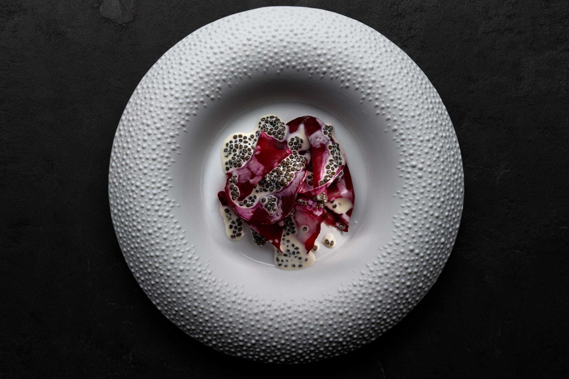 Salted beetroot with caviar at Mirazur