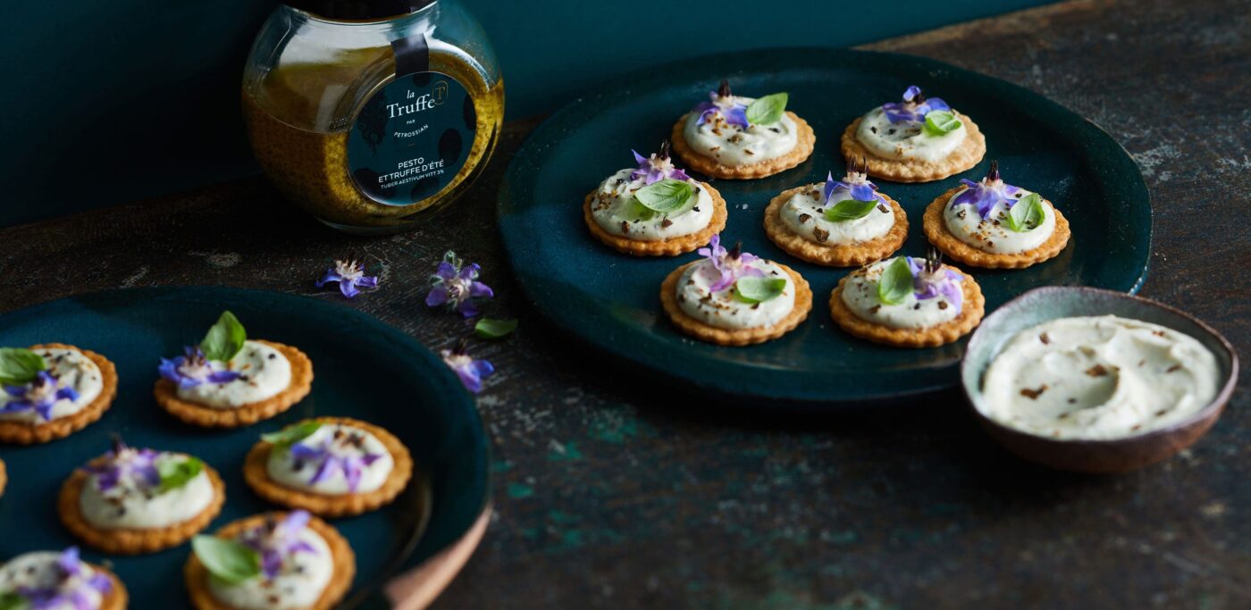 Petrossian's Parmesan shortbread with truffle pesto – Luxury London