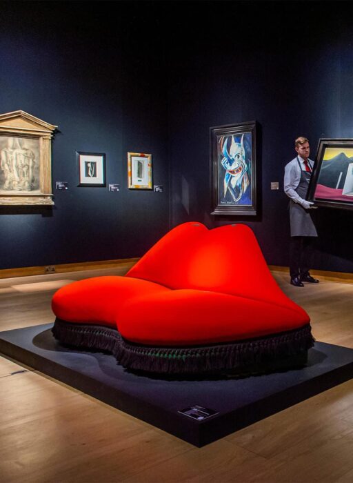Salvador Dalí's Mae West Lips sofa at a preview of Christie's Modern British Art and Impressionist and Modern Art, 13 June 2019