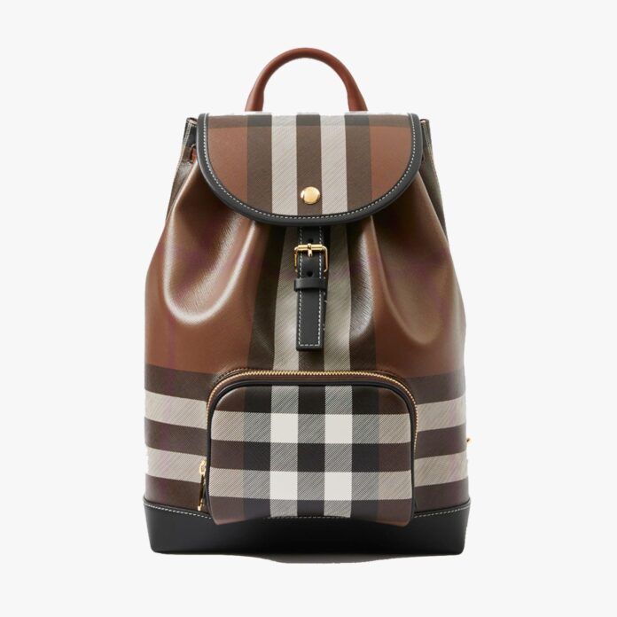 Burberry check leather backpack