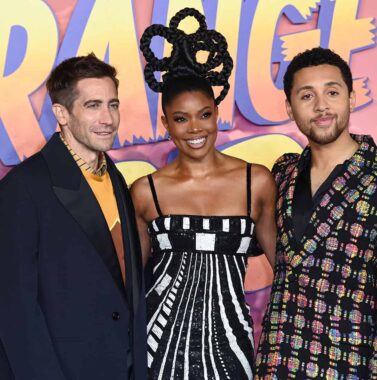 jake Gyllenhaal, gabrielle union and jaboukie young-white at the premiere of strange world