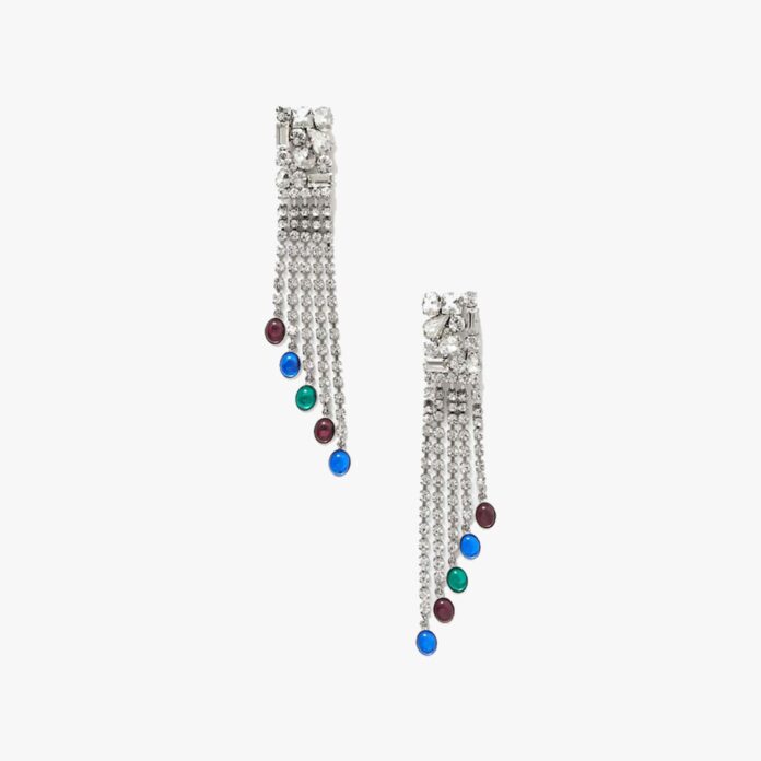 Alessandra Rich silver-tone crystal clip earrings