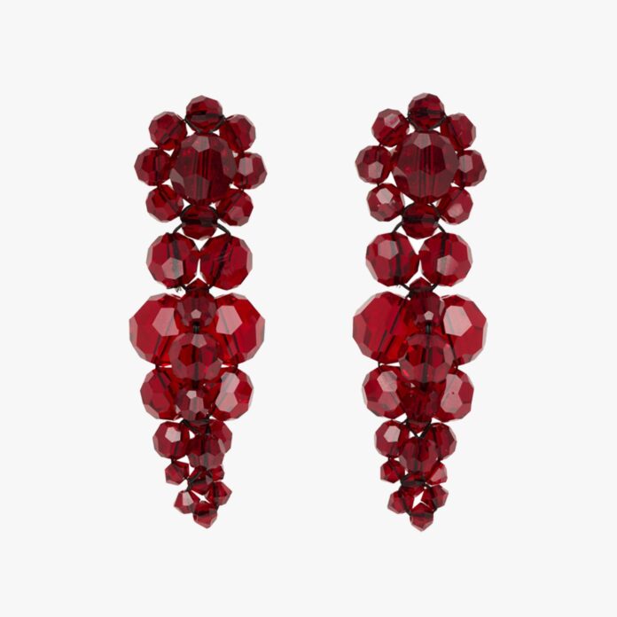 Simone Rocha red cluster drip earrings