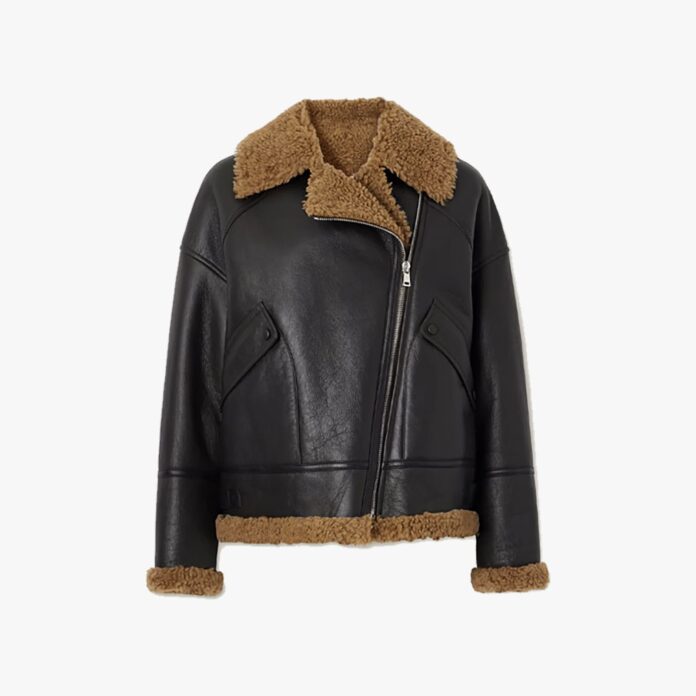 Yves Salomon shearling-trimmed leather jacket