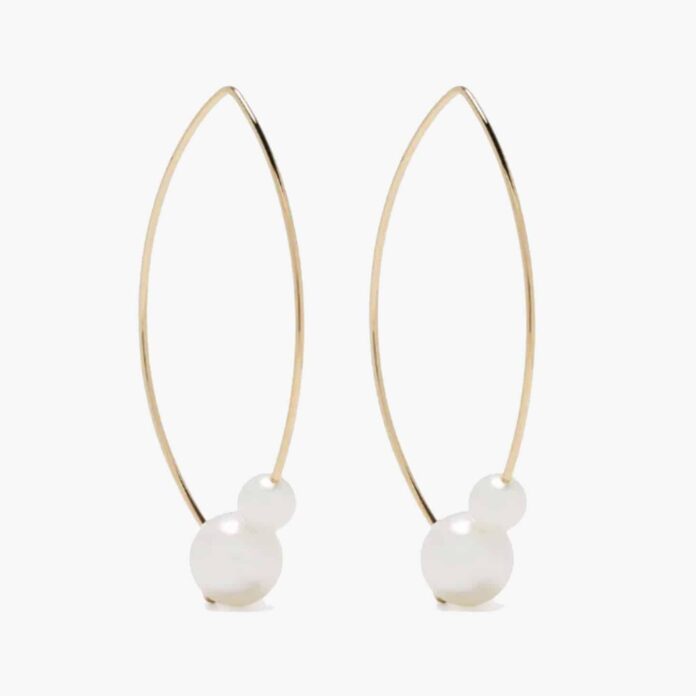 mizuki pearl hoop earrings