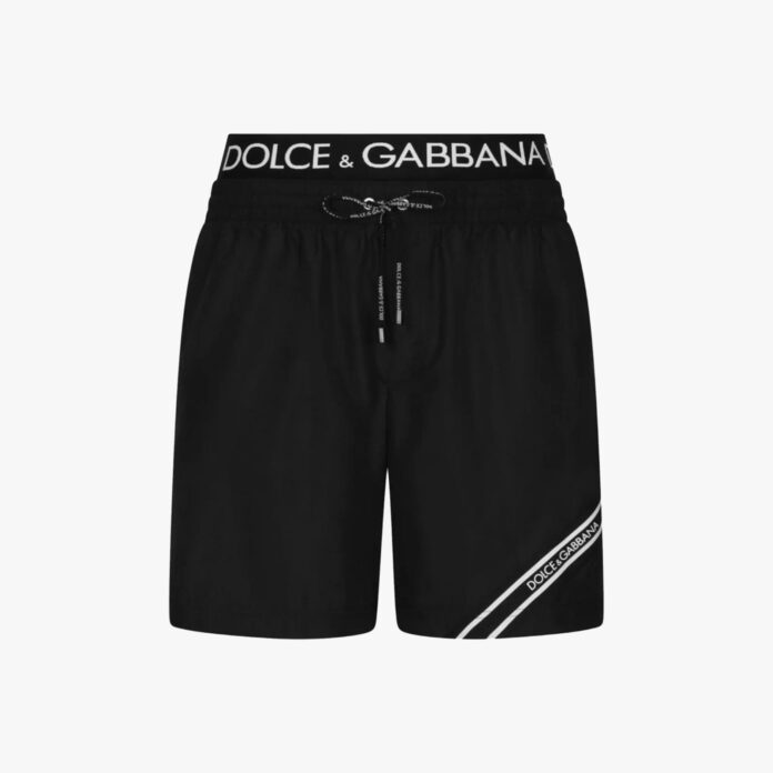 Dolce & Gabbana logo-waistband swim shorts