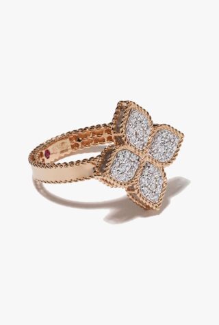 Roberto Coin rose gold Princess Flower diamond and pink sapphire ring