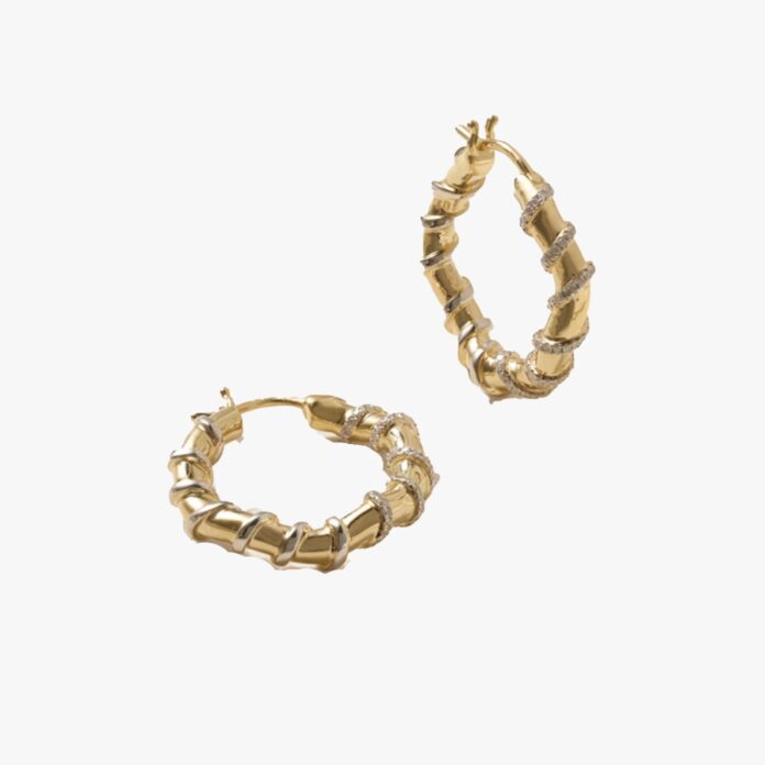 Yvonne Léon 9-karat gold diamond hoop earrings