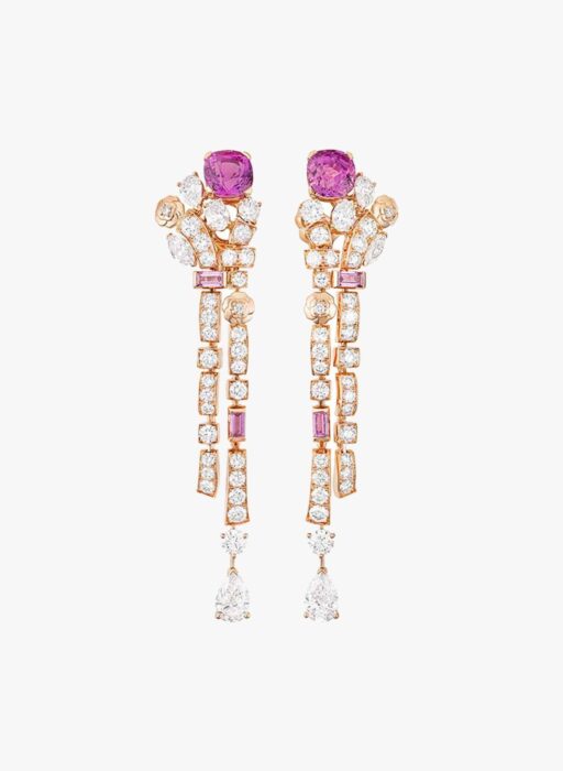 chanel tweed petale earrings
