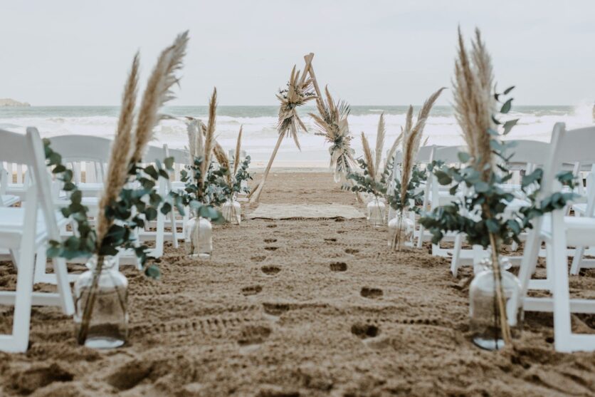 Beach wedding Lusty Glaze Beach, Cornwall