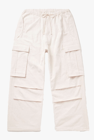 Story Mfg. Peace Straight-Leg Embroidered Slub Organic Cotton-Canvas Cargo Trousers