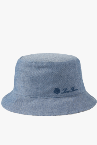 Loro Piana Reversible Logo-Embroidered Cotton-Chambray and Linen Bucket Hat