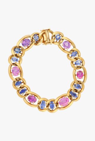 Pastel pink and blue sapphire bracelet