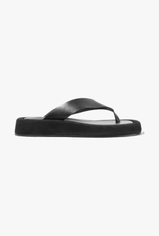 The Row leather and suede platform flip flops