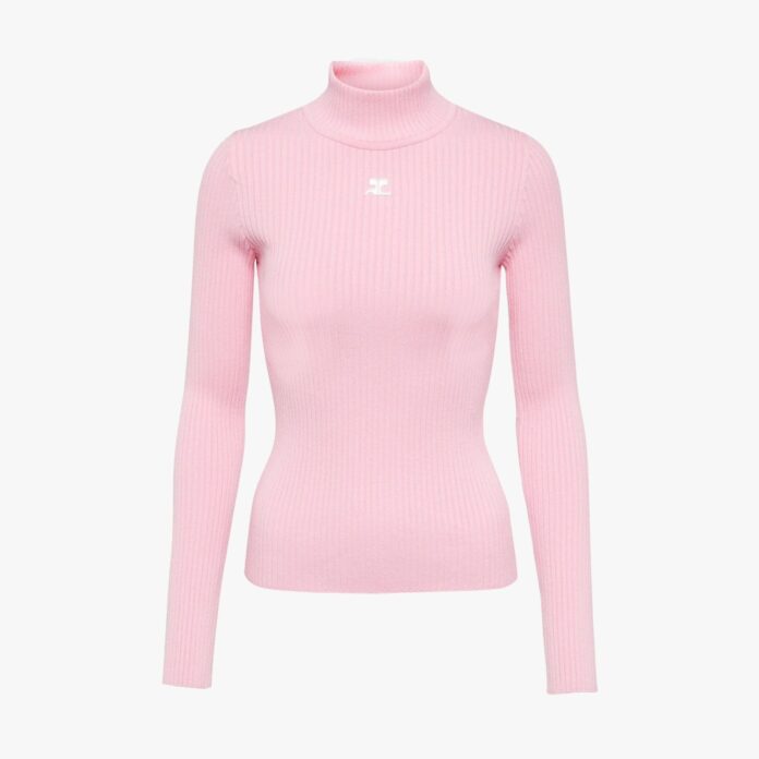 Courreges ribbed-knit pink sweater