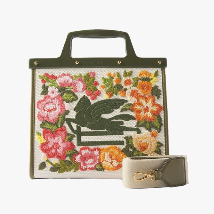 Etro Floral Embroidered Canvas Bag