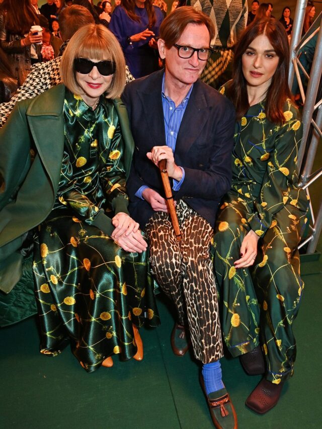 Anna Wintour, Hamish Bowles and Rachel Weisz at the Burberry SS24 show