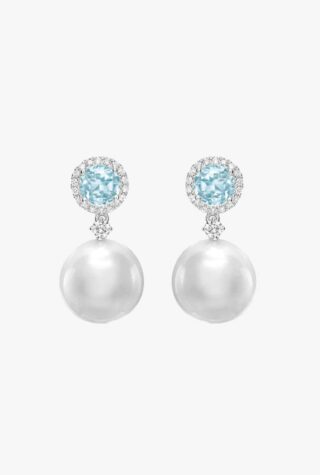 Kiki McDonough pearl, topaz and diamond earrings