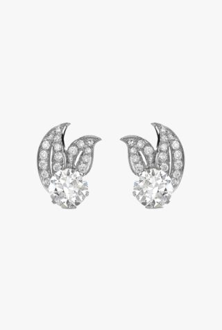 Pragnell vintage 1911-1940 platinum Art Deco diamond leaf earrings