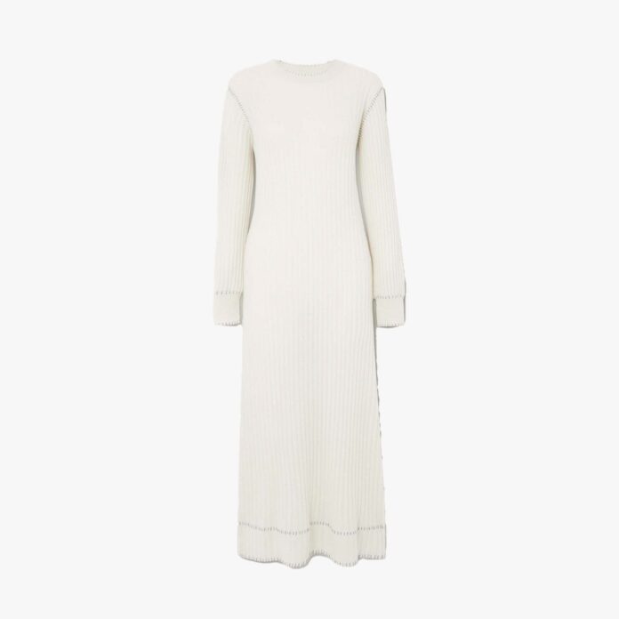 Lisa Yang Nette whipstitched ribbed cashmere maxi dress