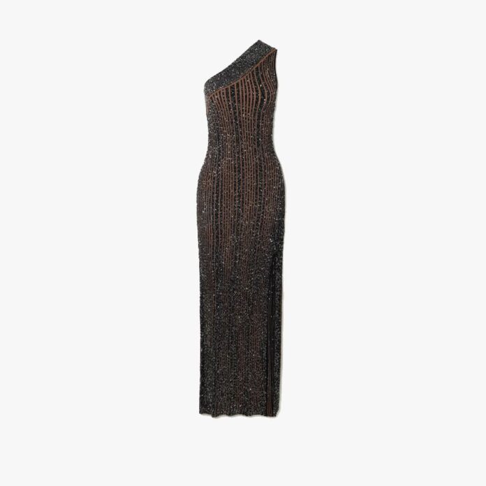 Missoni Mare one-shoulder sequined ribbed-knit dress