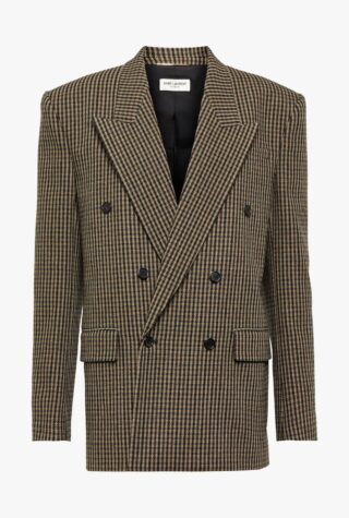 Saint Laurent double-breasted check wool-blend jacket