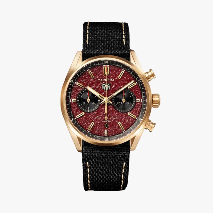 Bamford Watch Department + TAG Heuer Carrera Limited Edition Automatic 42mm 18-Karat Gold and Canvas Watch