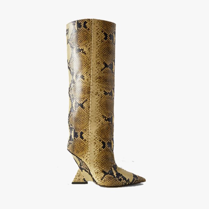 The Attico Cheope snake-effect knee boots