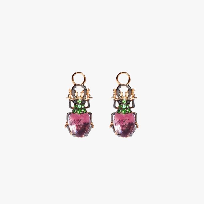 Annoushka Mythology 18ct rose gold and amethyst beetle earrings