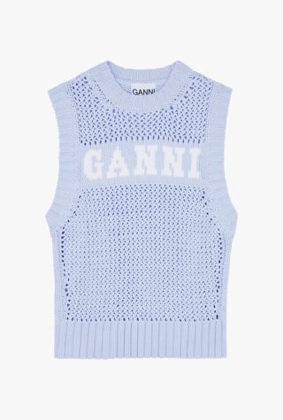 Ganni logo-intarsia cotton-blend vest