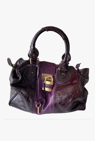 Purple leather Paddington bag