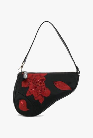 Saddle bag with floral appliqué