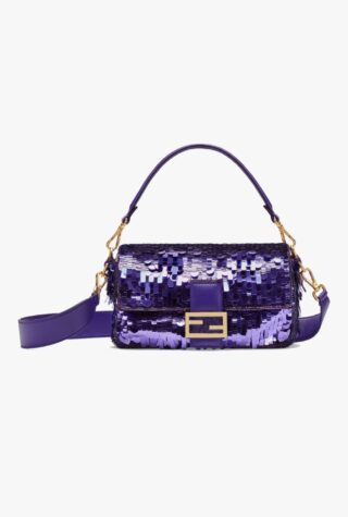 Baguette purple sequinned bag