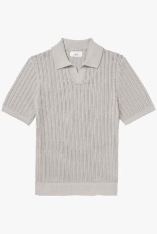 Mr P. open-knit ribbed cotton polo shirt