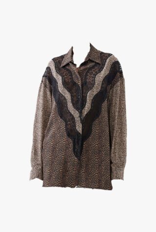 Raey lace and leopard print silk slip shirt