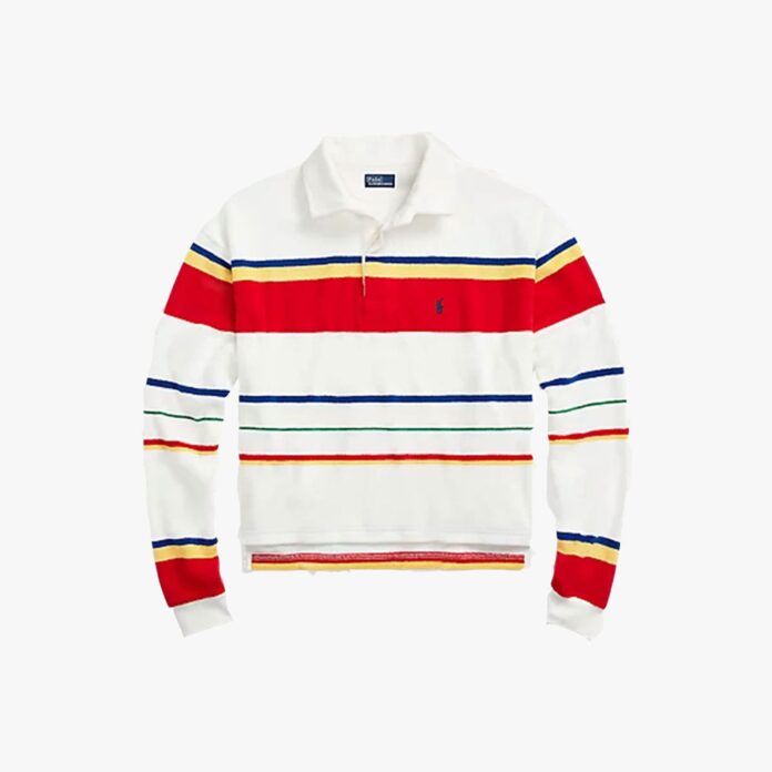Striped terry rugby shirt