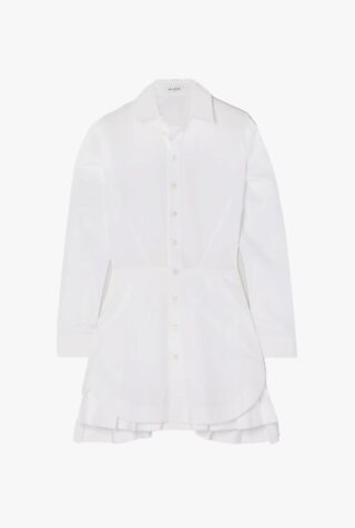 Alaïa Archetypes layered pleated cotton-blend poplin mini shirt dress