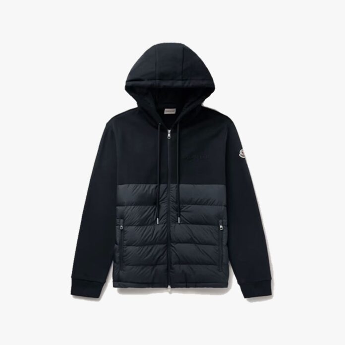 Moncler logo-appliquéd panelled zip-up hoodie