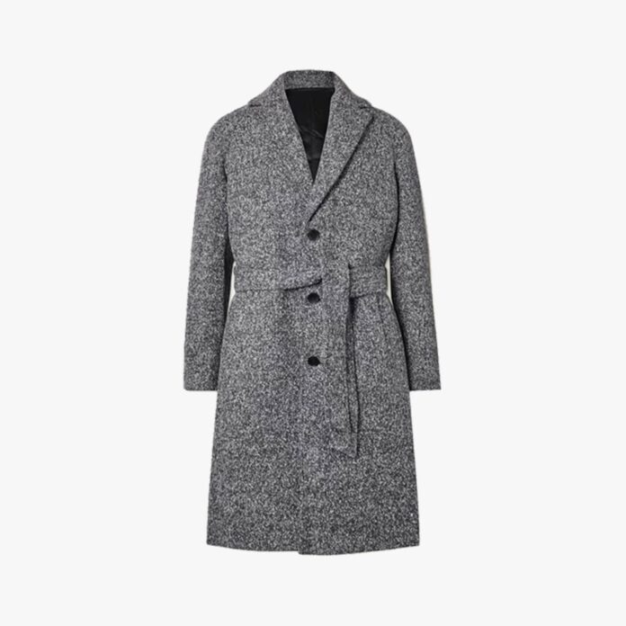 Mr P. belted Donegal wool-blend bouclé coat