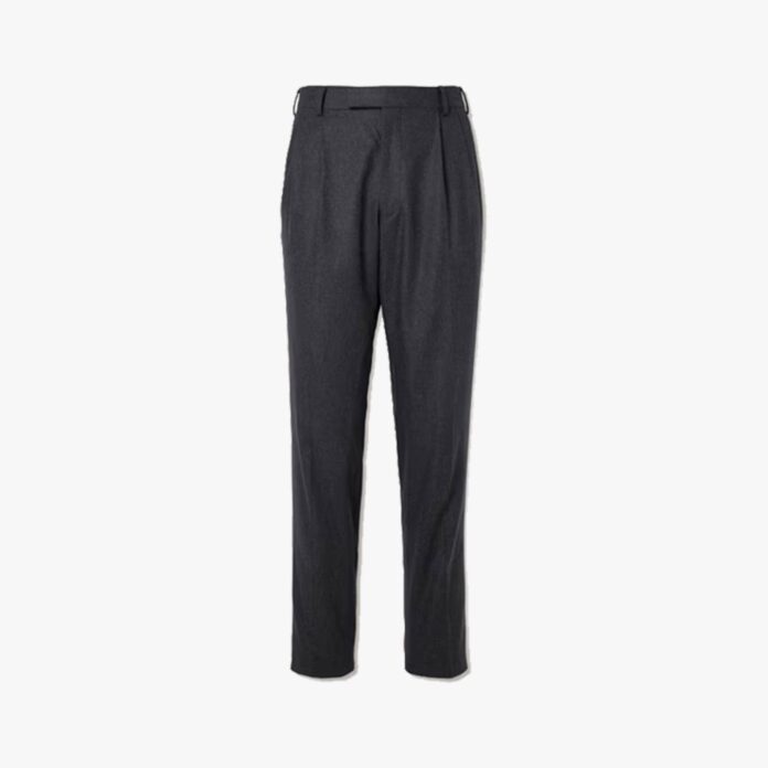 Mr P. tapered pleated wool-blend flannel trousers