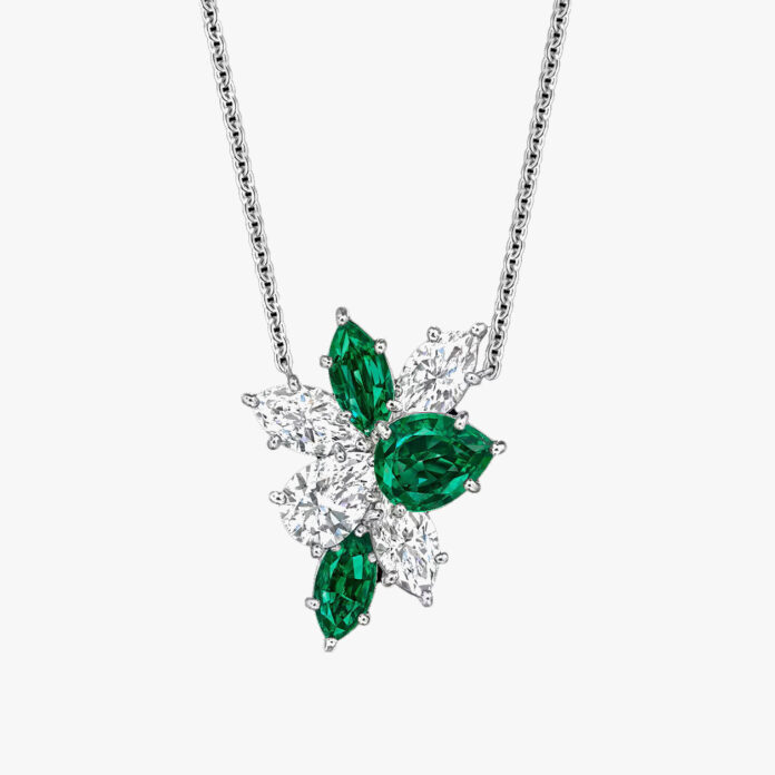 Harry Winston Winston Cluster emerald and diamond pendant
