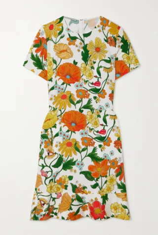 Stella McCartney ruffle-trimmed floral-print twill mini dress