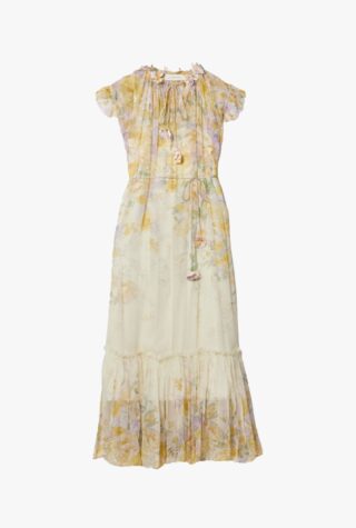 Zimmermann Natura appliquéd belted floral-print recycled-crepon midi dress