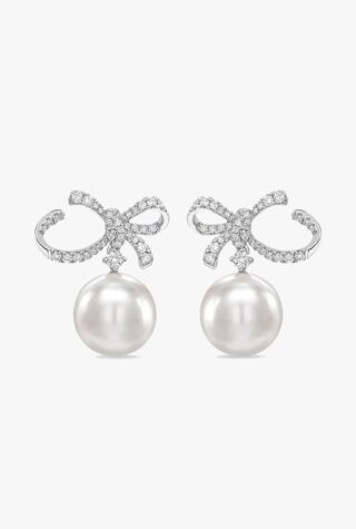 Kiki McDonough pearl and diamond bow earrings wedding jewellery